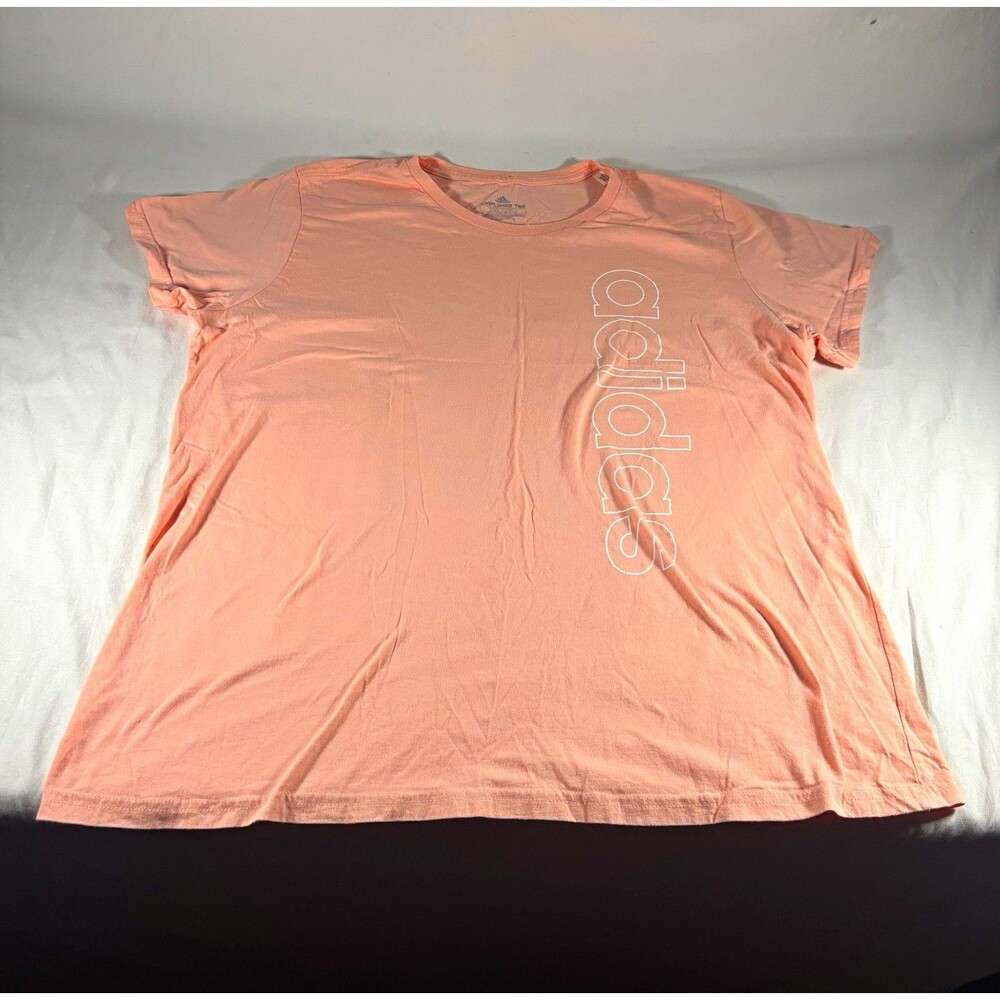 adidas Amplifier Tee Women’s 2XL Pink Graphic Logo Crew Neck Short Sleeve Cotton